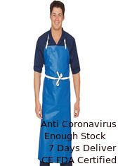China Oil Resistant Long Sleeve Disposable Aprons Lightweight Blue Color Acid Repellent supplier