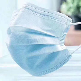 Blue Non Woven Disposable Face Mask 3-Ply Protection For Industry / Hotel supplier